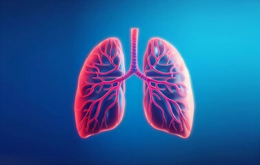 human lungs  on blue background , human Respiratory system. no smoking , Generative Ai