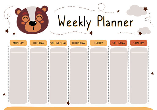 Planner for mom. Weekly planner, wish list, to-do list in cartoon flat style with cute animals. A set of digital prints.