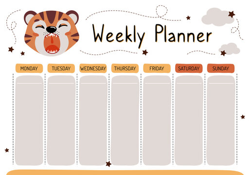 Planner for mom. Weekly planner, wish list, to-do list in cartoon flat style with cute animals. A set of digital prints.
