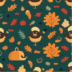 cute simple thanksgiving pattern, cartoon, minimal, decorate blankets, carpets, for kids, theme print design
