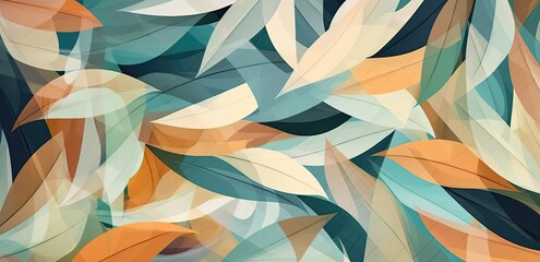 Abstract wallpaper with leaves, contemporary art, generative ai