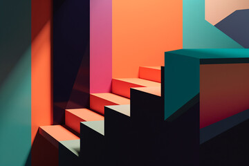 Geometrical multicolored background, minimalist coloured background | Ai generated