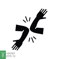Fototapeta premium Greeting without shaking hands icon. Simple solid style. Arm shake, elbow bump, no hand shake concept. Black silhouette, glyph symbol. Vector illustration isolated on white background. EPS 10.