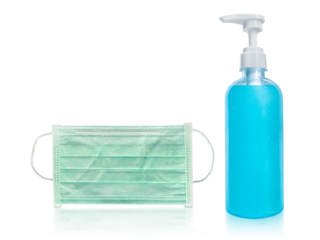 Hygienic face mask and Alcohol gel transparent background