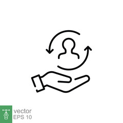 Customer care icon. Simple outline style. Customer retention patient assistance, help, client, service support concept. Thin line symbol. Vector illustration isolated on white background. EPS 10. © Fourdoty