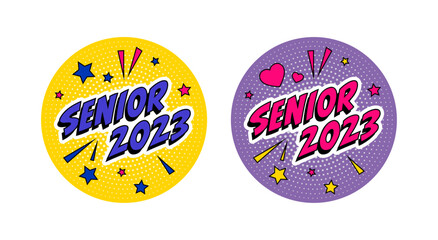 Senior 2023 Graduation Pop Art Sticker Comic Style