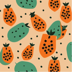 cute simple papaya pattern, cartoon, minimal, decorate blankets, carpets, for kids, theme print design

