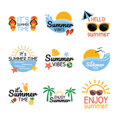 Set of summer sticker label vector