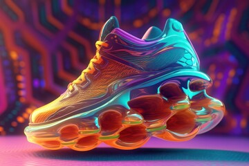 close up view of futuristic design sport shoe concept, ai tools generated image