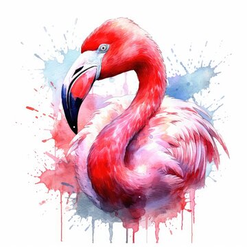 recommend clip art: Flamingo portrait. watercolor, illustration, clipart 