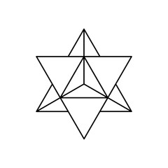 Vector black linear Stellated Octahedron for game, icon, package design, logo, mobile, ui, web, education. Outline. Geometric figures.