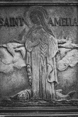 A vintage engraving of Saint Amelia.