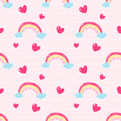 Cute Pink Rainbow Seamless Pattern