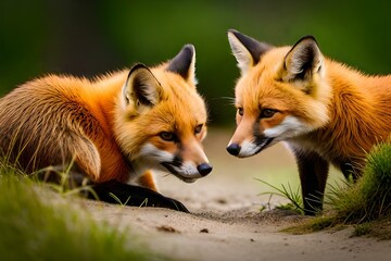 red fox cub by AI generating