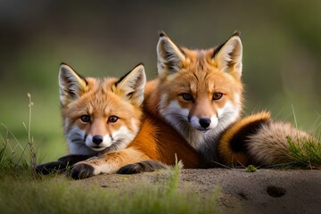 Naklejka na ściany i meble red fox in the wild by AI generating