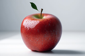 Red apple with leaf on a white background. created with generative AI