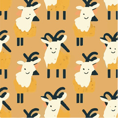 cute simple goat pattern, cartoon, minimal, decorate blankets, carpets, for kids, theme print design
