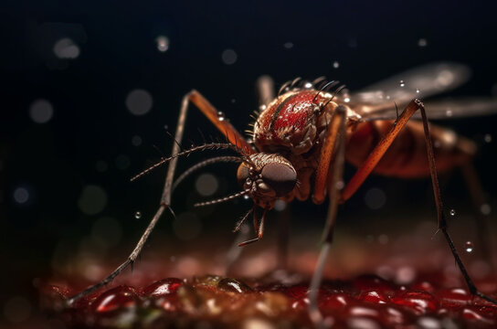macro image of a mosquito. Generative AI