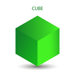 Vector cube with gradients for game, icon, packaging design or logo. Cube illustration isolated on white background. Minimalist style abstract cube icon. Platonic solid. Icon.