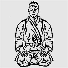 sitting karate taekwondo aikido before training illustratio vector