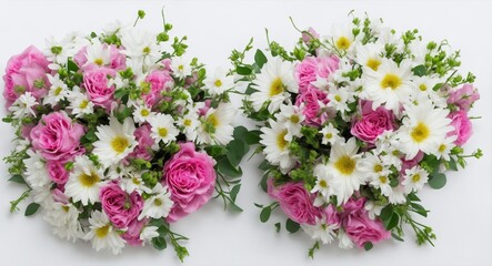 Bouquet of beautiful flowers on white background - obrazy, fototapety, plakaty
