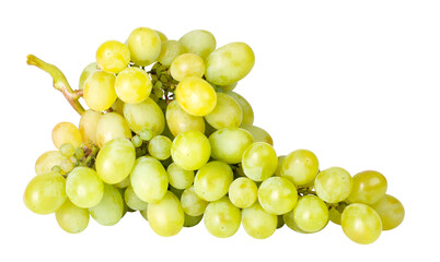 Branch of green grapes isolated 