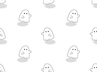 Obraz premium Ghost cartoon character seamless pattern on white background