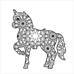 Animal mandala coloring book for children and adult. Vector, illustration, icon, image, photo and art coloring page.