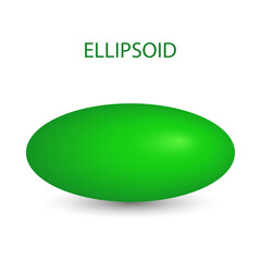 Vector ellipsoid with gradients and shadow for game, icon, package design, logo, mobile, ui, web, education. 3d ellipsoid on a white background. Geometric figures for your design.