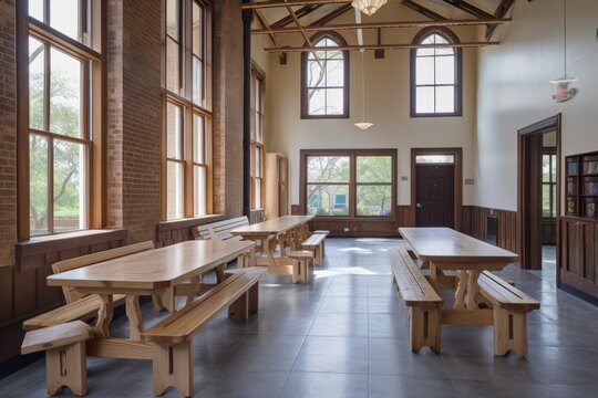 adaptive reuse of abandoned school building into community center, created with generative ai
