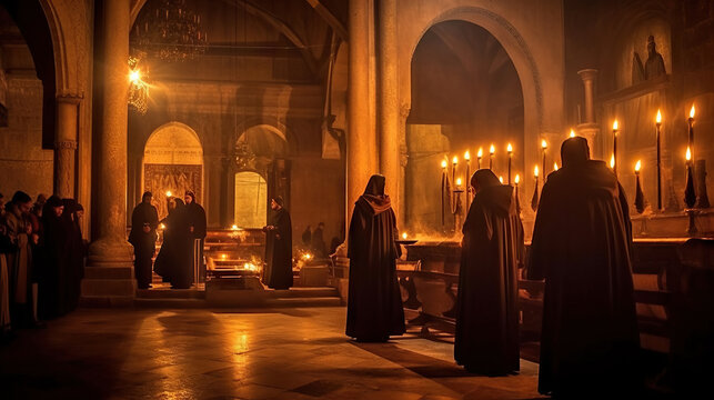 Holy Sepulchre Monastery in Kiev, Ukraine. Generative AI.