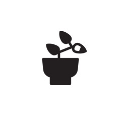 Leaf Plant Pot Solid Icon