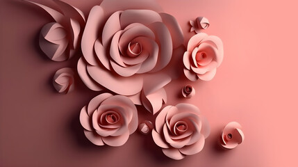 Illustration of beautiful flower bouquet decoration as background and backdrop good for invitation, greetings, wedding, valentine, or other romantic love design element. Generative AI technology.