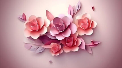 Illustration of beautiful flower bouquet decoration as background and backdrop good for invitation, greetings, wedding, valentine, or other romantic love design element. Generative AI technology.