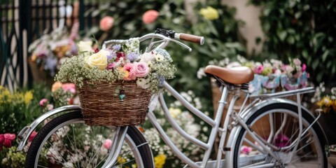 Fototapeta na wymiar Whimsical Wedding Bike Decor - AI Generated