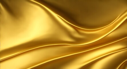 Golden Silk Waves Silk satin. Gradient. Wavy folds. Shiny fabric surface, generative ai - obrazy, fototapety, plakaty
