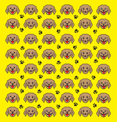 seamless cute dog and paw pattern