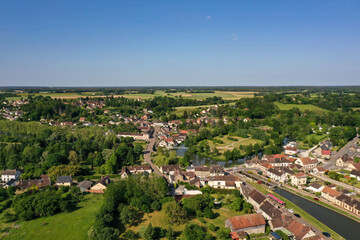 Fototapeta na wymiar aerial view on Rogny les Sept Ecluses in Bourgogne