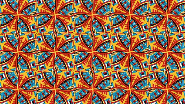 Ethnic Geometric Kaleidoscope: Mesmerizing Animation for Art or Graphic Design.