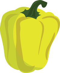 Yellow sweet pepper. Fresh bell pepper. Paprika. Vegetable organic food. Vector illustration.