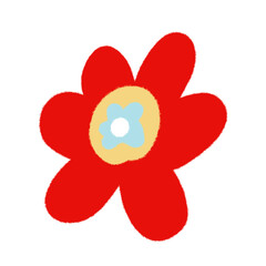 Cute colorful flower.Spring art print with botanical elements. Happy Easter. Folk style. Posters for the spring holiday. icons isolated on white background.