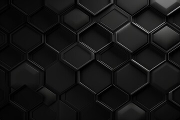 Embossed hexagon black background, Generative AI