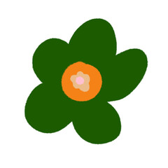 Cute colorful flower.Spring art print with botanical elements. Happy Easter. Folk style. Posters for the spring holiday. icons isolated on white background.