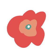 Cute colorful flower.Spring art print with botanical elements. Happy Easter. Folk style. Posters for the spring holiday. icons isolated on white background.