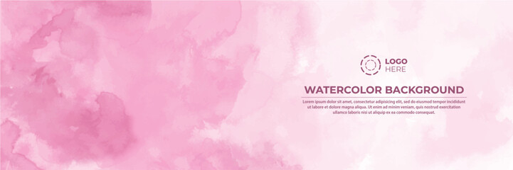 Pink Banner With Watercolor Background