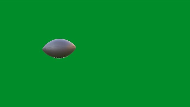 American football Flying Rotating in Motion on Green Screen. 4K UHD 3840x2160 3D profession render high quality.