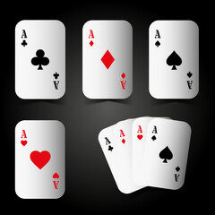 Set Casino cards aces. Card of Spades, Clubs, Diamonds, and Hearts