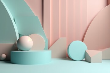 Fototapeta premium Abstract background mock up scene geometry shapes, Generative ai