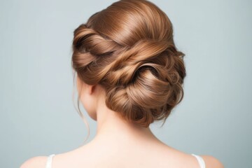 Fototapeta premium easy wedding hairstyles for medium hair looked from back professional photography ai generated