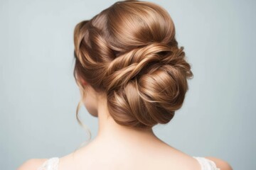 Fototapeta premium easy wedding hairstyles for medium hair looked from back professional photography ai generated